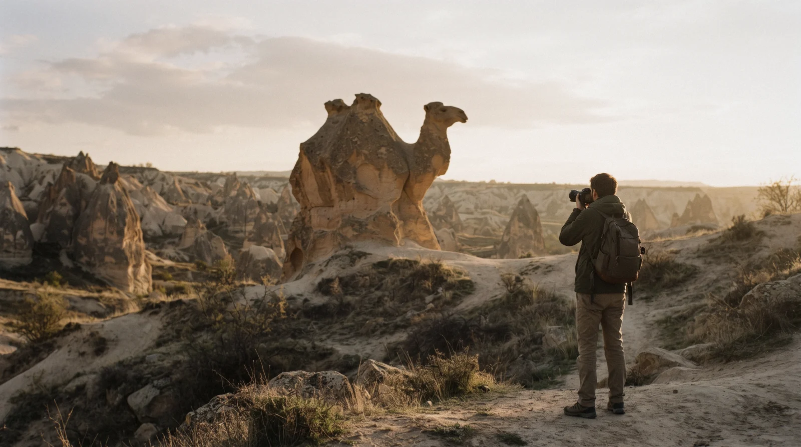 Weathered fairy-chimney formations in Devrent Valley, the imagination valley near Göreme, Cappadocia