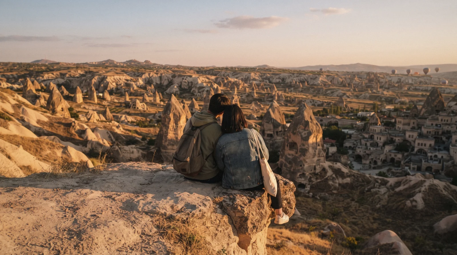 Sunlight over the fairy chimneys and valley trails around Göreme in Cappadocia, walked free of charge