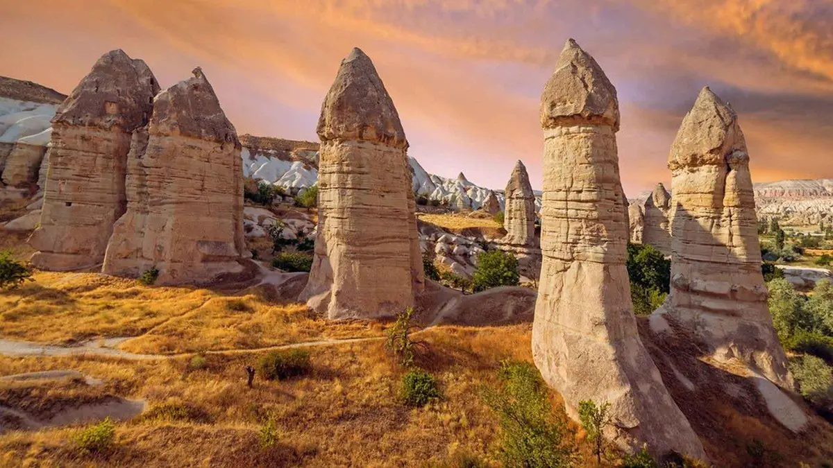 North Cappadocia red tour stop with fairy chimneys near Göreme